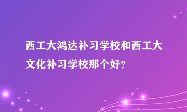 西工大鸿达补习学校和西工大文化补习学校那个好？