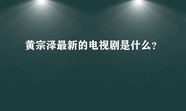 黄宗泽最新的电视剧是什么？