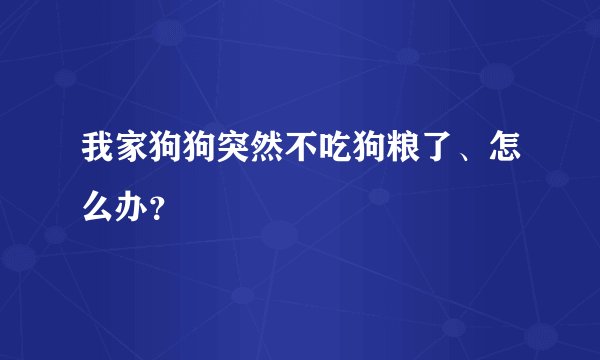 我家狗狗突然不吃狗粮了、怎么办？