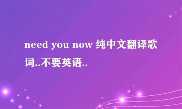 need you now 纯中文翻译歌词..不要英语..