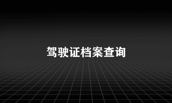 驾驶证档案查询