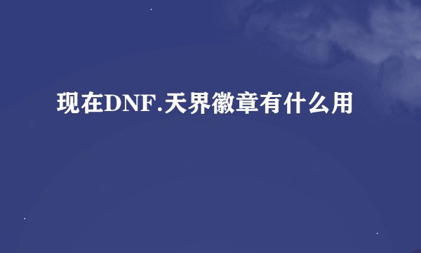 现在DNF.天界徽章有什么用