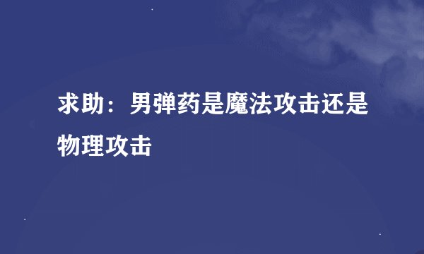 求助：男弹药是魔法攻击还是物理攻击