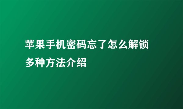 苹果手机密码忘了怎么解锁 多种方法介绍