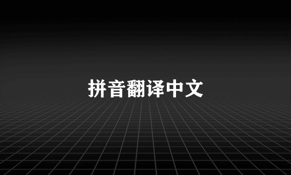 拼音翻译中文
