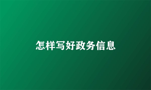 怎样写好政务信息