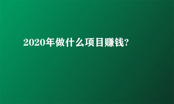 2020年做什么项目赚钱?