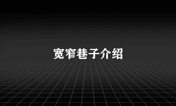 宽窄巷子介绍