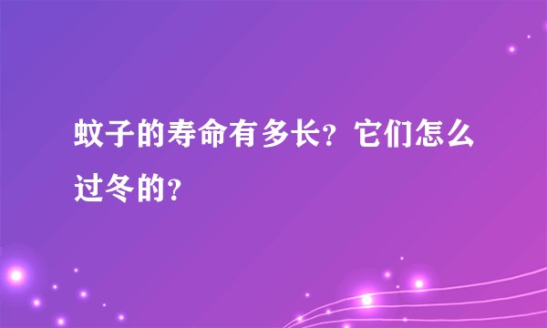 蚊子的寿命有多长？它们怎么过冬的？