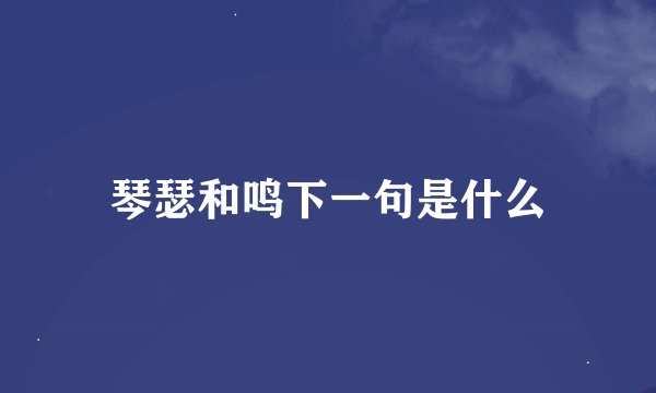 琴瑟和鸣下一句是什么