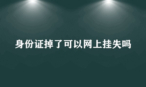 身份证掉了可以网上挂失吗