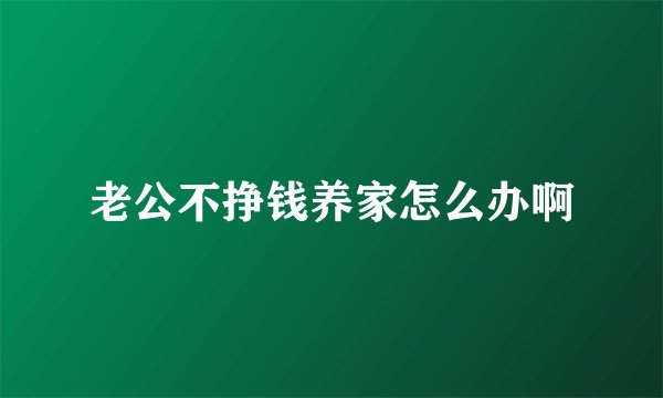老公不挣钱养家怎么办啊