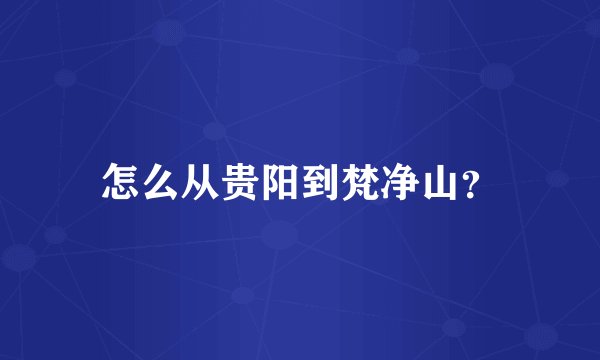 怎么从贵阳到梵净山？