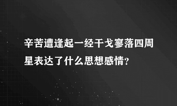辛苦遭逢起一经干戈寥落四周星表达了什么思想感情？