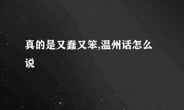 真的是又蠢又笨,温州话怎么说