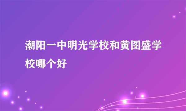 潮阳一中明光学校和黄图盛学校哪个好