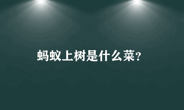 蚂蚁上树是什么菜？