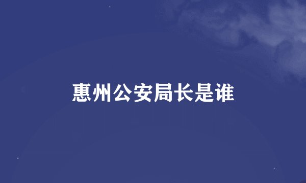 惠州公安局长是谁