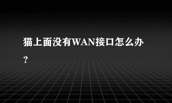 猫上面没有WAN接口怎么办？