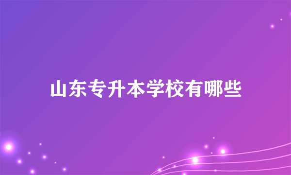 山东专升本学校有哪些