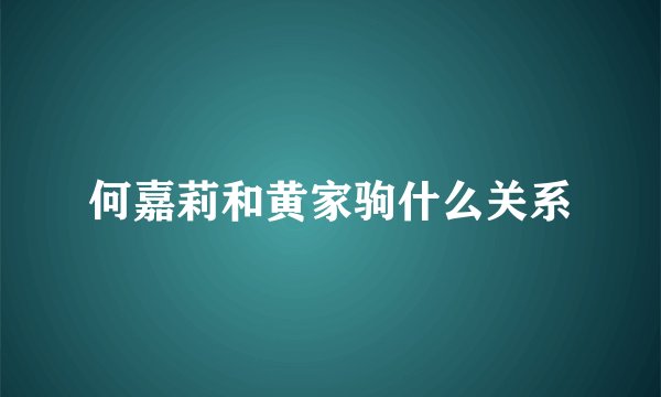 何嘉莉和黄家驹什么关系
