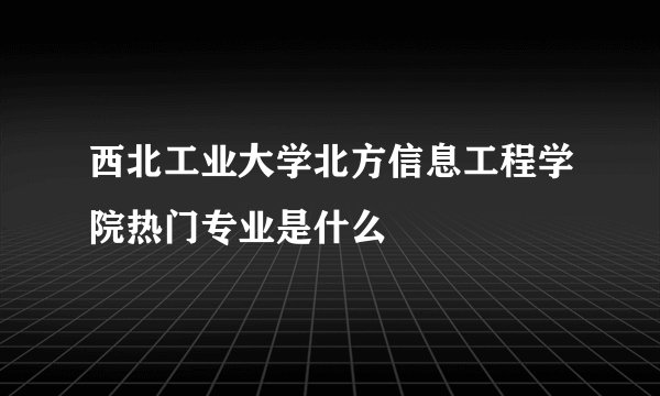 西北工业大学北方信息工程学院热门专业是什么