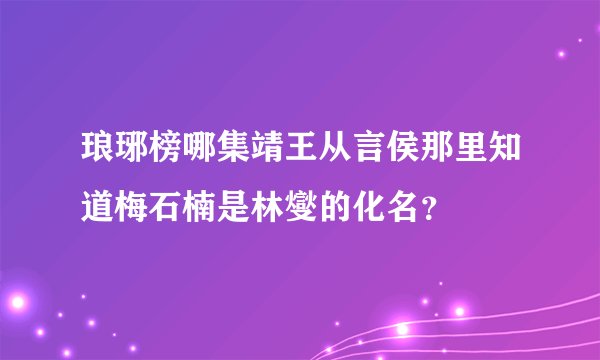 琅琊榜哪集靖王从言侯那里知道梅石楠是林燮的化名？