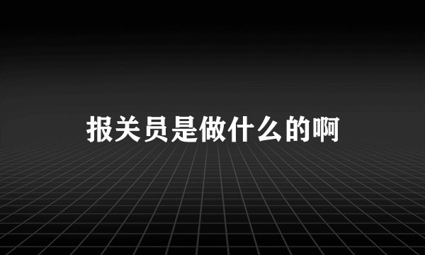 报关员是做什么的啊