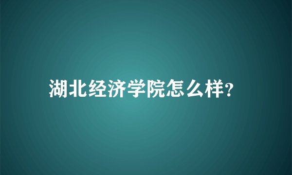 湖北经济学院怎么样？