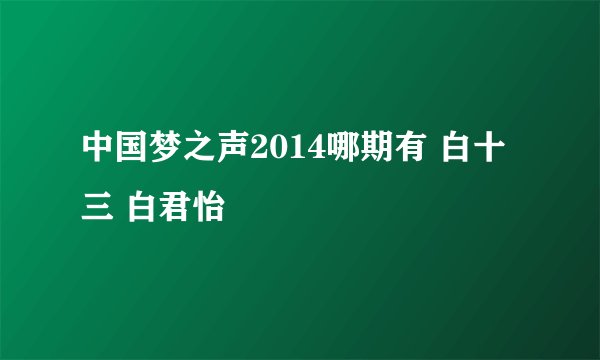 中国梦之声2014哪期有 白十三 白君怡