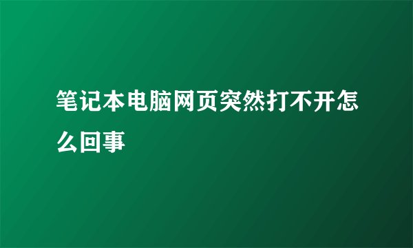 笔记本电脑网页突然打不开怎么回事