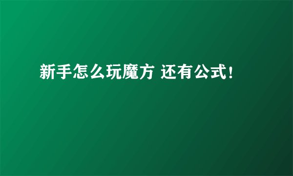 新手怎么玩魔方 还有公式！