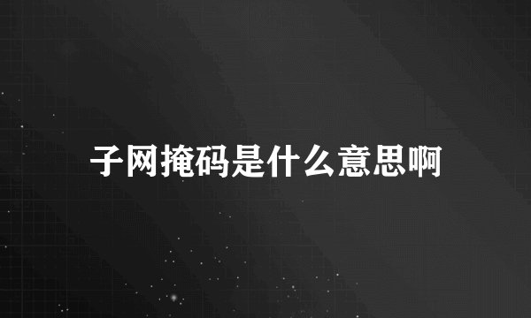 子网掩码是什么意思啊