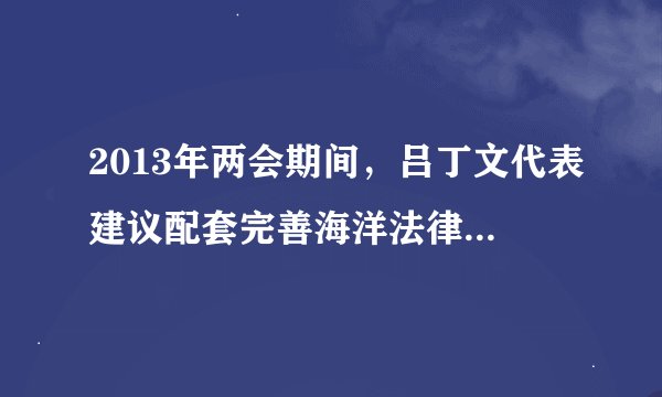 2013年两会期间，吕丁文代表建议配套完善海洋法律法规体系，出台与《联合国海洋法公约》及相关国际法配套