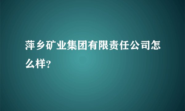 萍乡矿业集团有限责任公司怎么样？