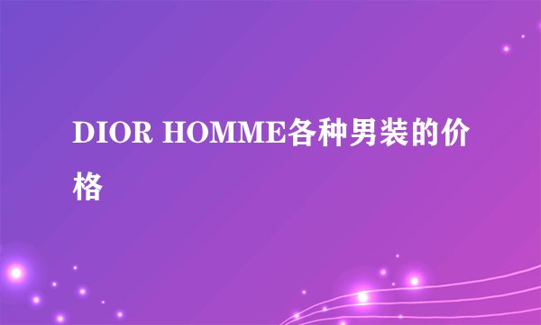 DIOR HOMME各种男装的价格