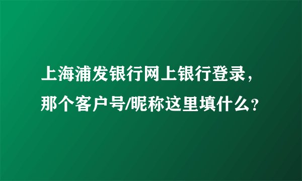 上海浦发银行网上银行登录，那个客户号/昵称这里填什么？