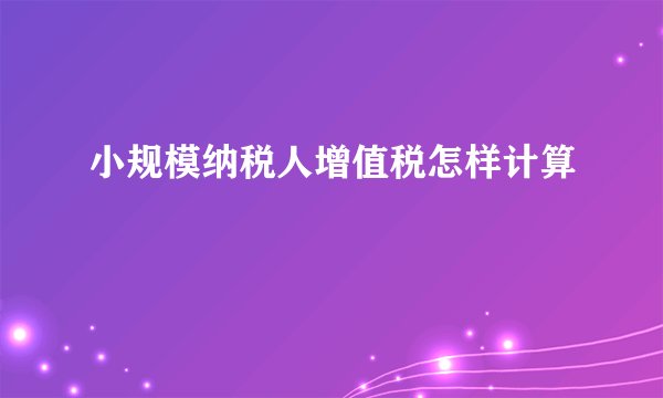 小规模纳税人增值税怎样计算