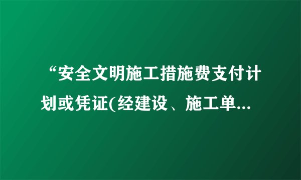 “安全文明施工措施费支付计划或凭证(经建设、施工单位双方确认)”怎么写？