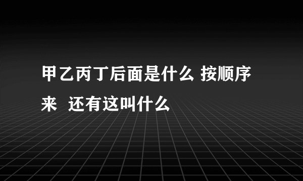 甲乙丙丁后面是什么 按顺序来  还有这叫什么