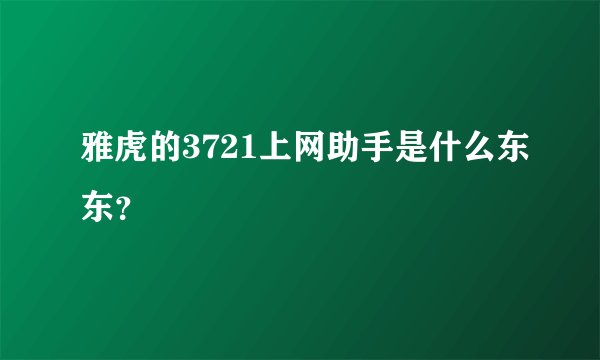 雅虎的3721上网助手是什么东东？
