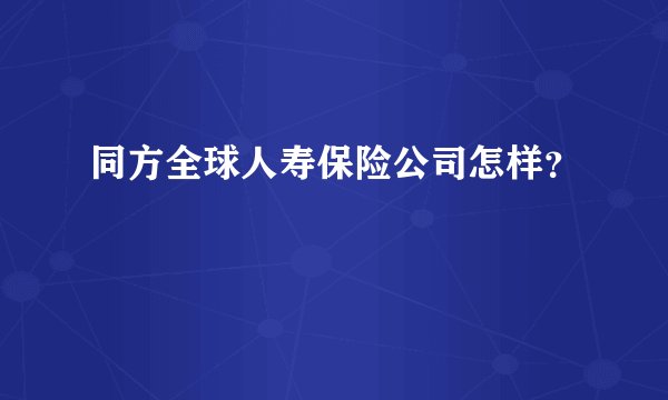 同方全球人寿保险公司怎样？
