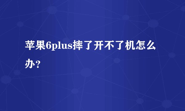 苹果6plus摔了开不了机怎么办？