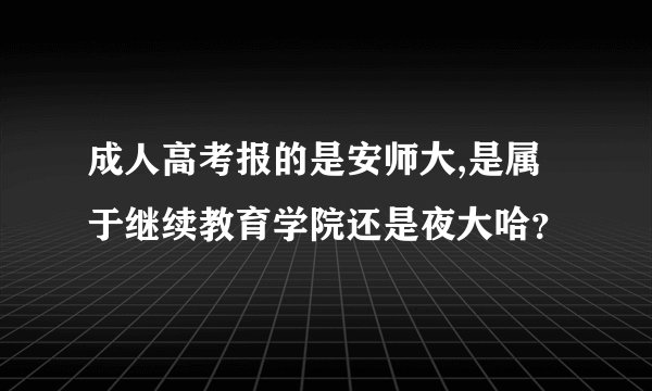 成人高考报的是安师大,是属于继续教育学院还是夜大哈？