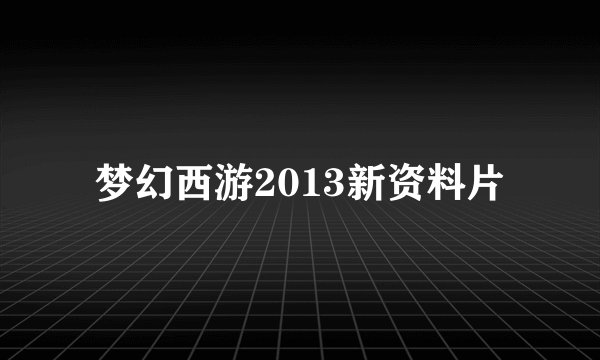 梦幻西游2013新资料片