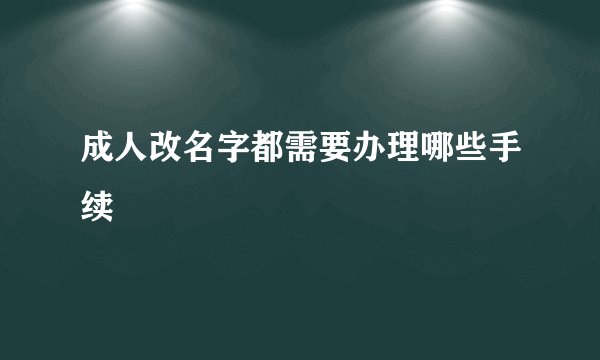 成人改名字都需要办理哪些手续