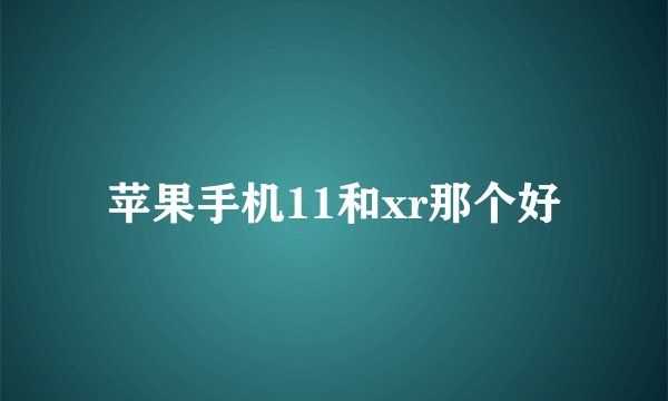 苹果手机11和xr那个好