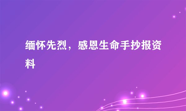 缅怀先烈，感恩生命手抄报资料