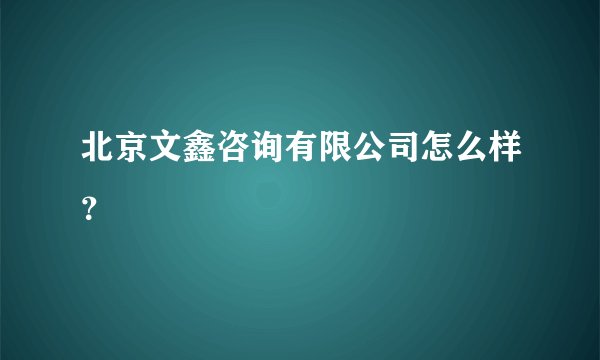 北京文鑫咨询有限公司怎么样？