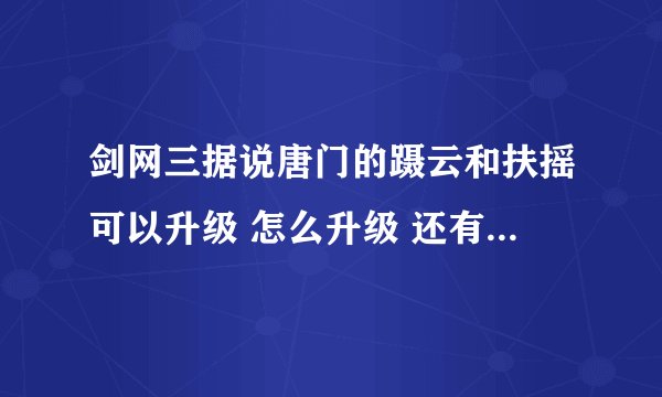 剑网三据说唐门的蹑云和扶摇可以升级 怎么升级 还有满级效果什么样